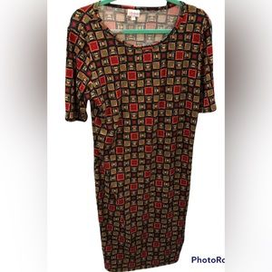 Lularoe Red Abstract Designed Dress